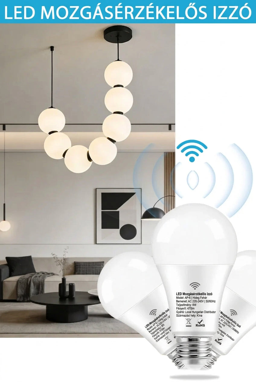 2db Mozgásérzékelős LED-izzó, 6W, E26