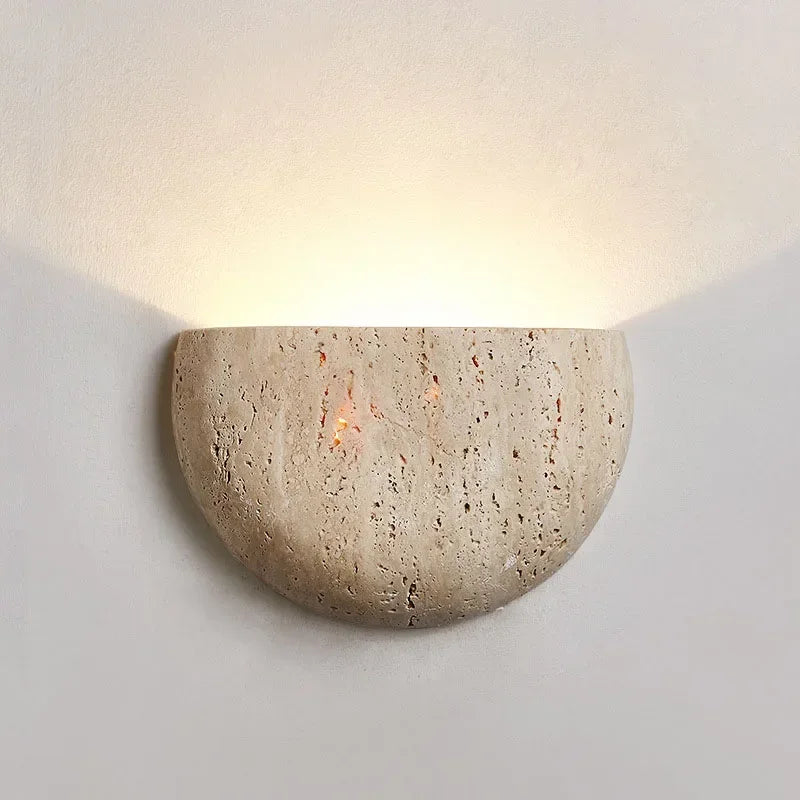 Wabi-sabi stílusú LED Fali Lámpa, Sárgás Kő, Melegfehér Fény, 3000 K