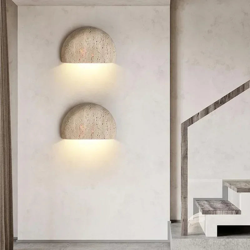 Wabi-sabi stílusú LED Fali Lámpa, Sárgás Kő, Melegfehér Fény, 3000 K