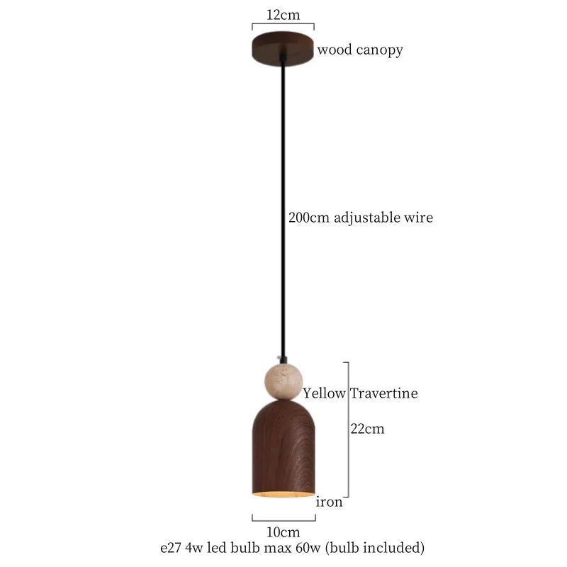 Wabi-sabi stílusú függőlámpa, Travertin minta, Melegfehér Fény, 4W