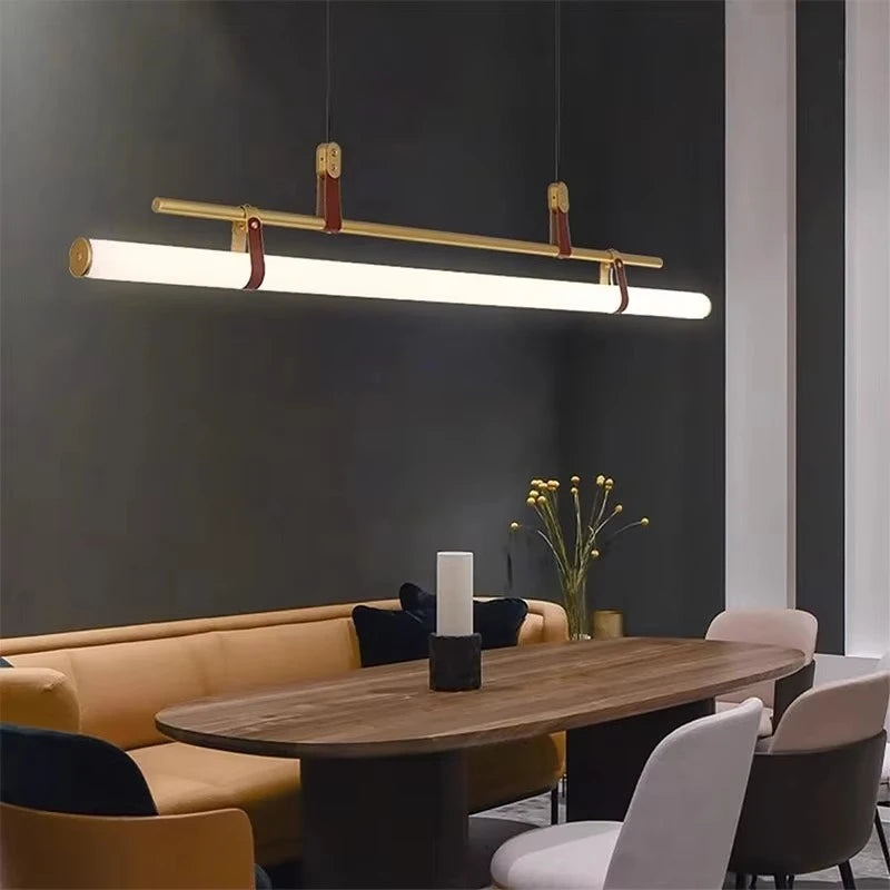 CLAETED Ledes Függőlámpa, Hosszú Csőforma, 80 cm, Fekete / Arany