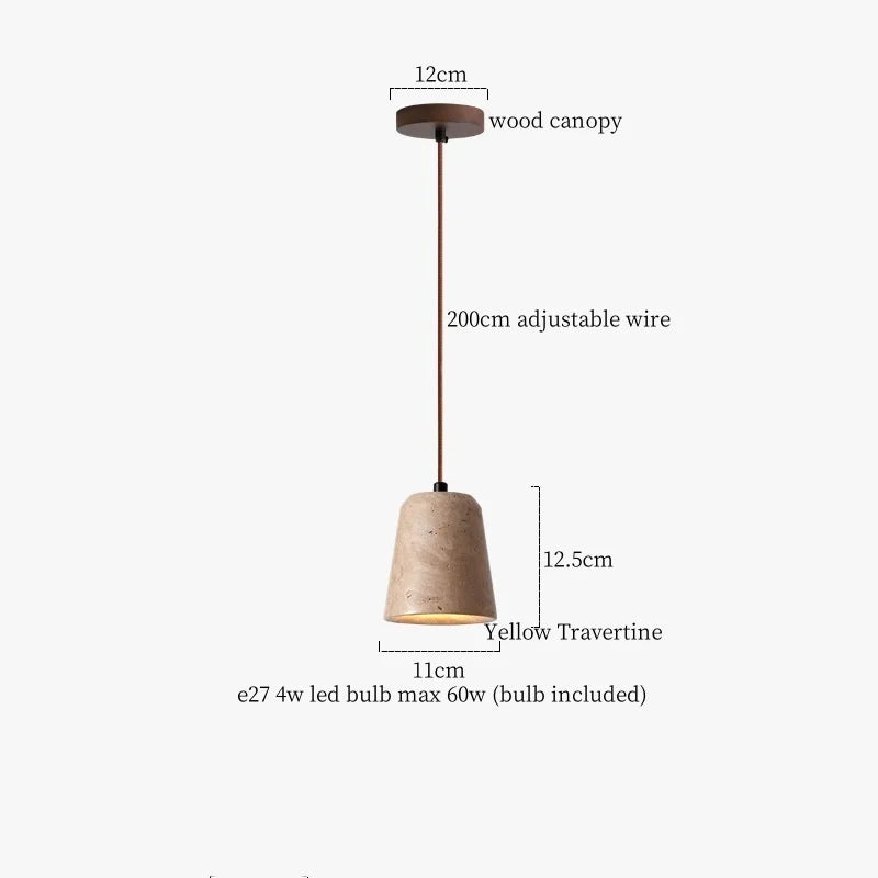 Wabi-sabi stílusú függőlámpa, Travertin minta, Melegfehér Fény, 4W