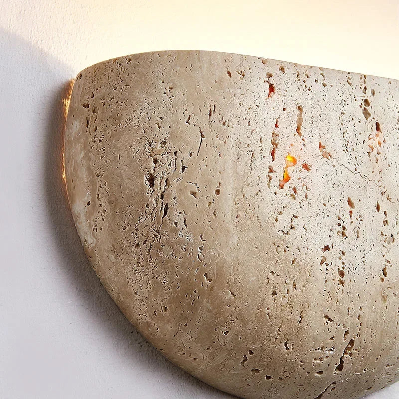 Wabi-sabi stílusú LED Fali Lámpa, Sárgás Kő, Melegfehér Fény, 3000 K