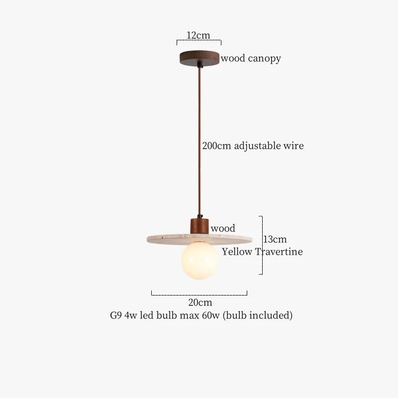 Wabi-sabi stílusú függőlámpa, Travertin minta, Melegfehér Fény, 4W