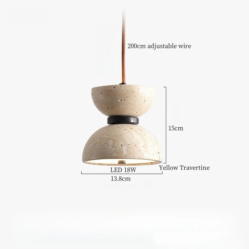 Wabi-sabi stílusú függőlámpa, Travertin minta, Melegfehér Fény, 4W