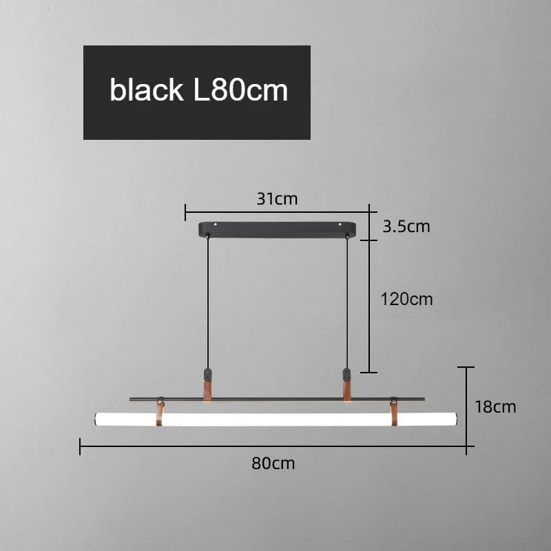 CLAETED Ledes Függőlámpa, Hosszú Csőforma, 80 cm, Fekete / Arany