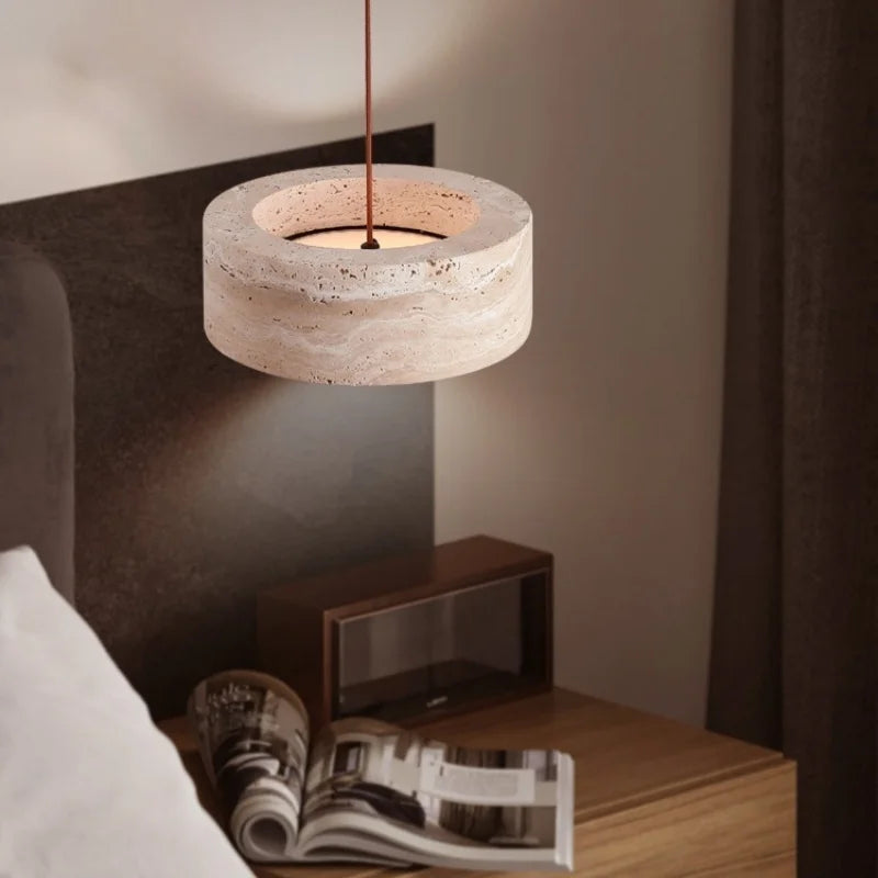 Wabi-sabi stílusú függőlámpa, Travertin minta, Melegfehér Fény, 4W