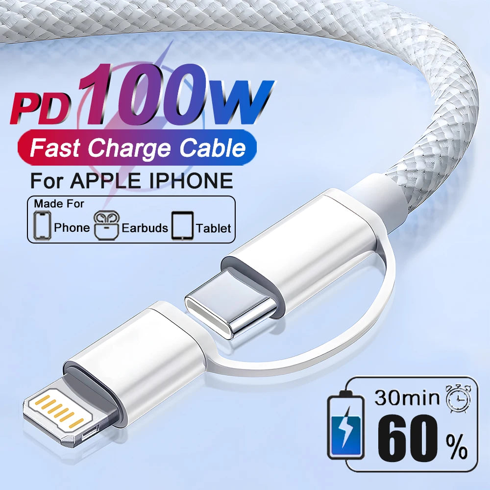 GRATUIT USB-C 2 az 1-ben Adat- És Töltőkábel, Fonott, 1 m, Akár 100 W