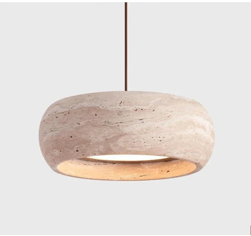 Wabi-sabi stílusú függőlámpa, Travertin minta, Melegfehér Fény, 18 W