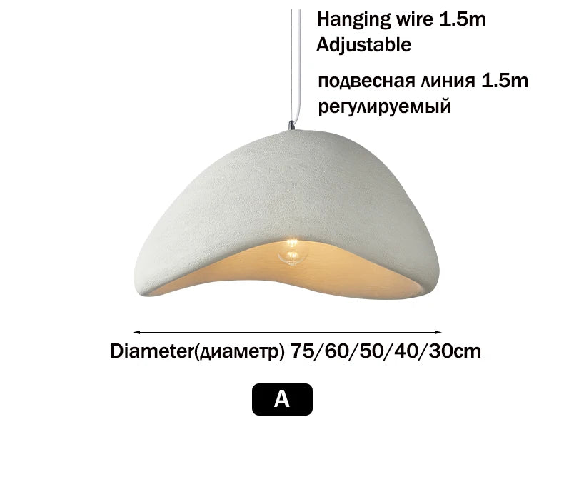 Wabi-sabi stílusú függőlámpa, Travertin minta,, E27, Fehér / Szürke
