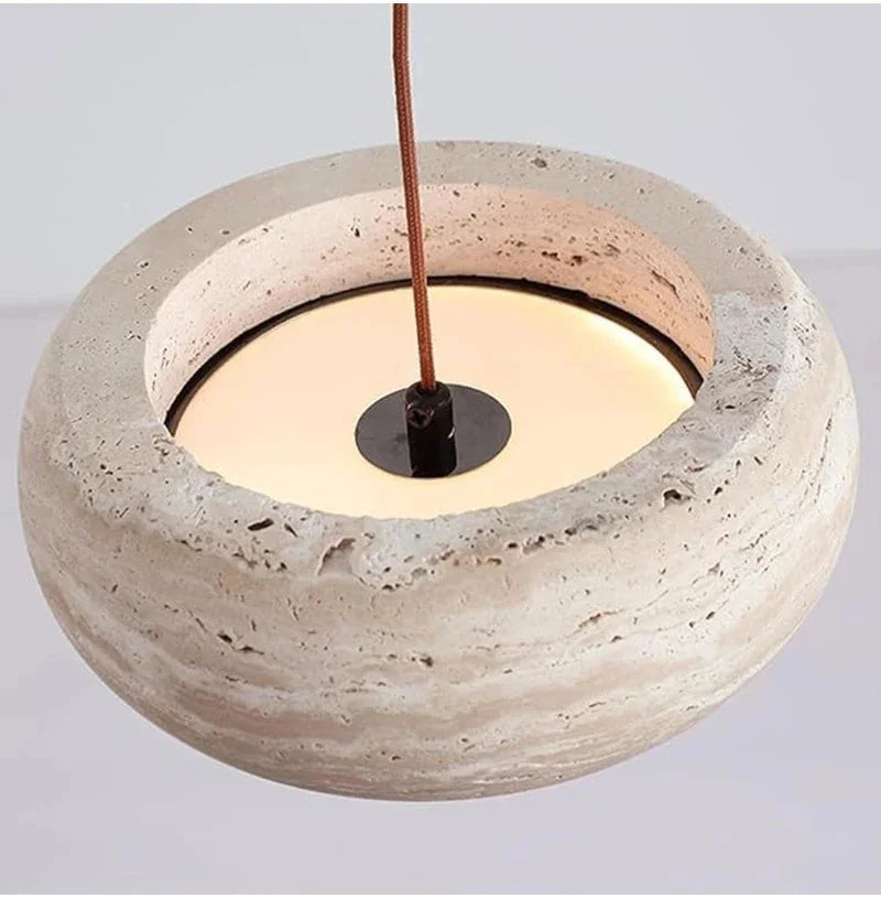 Wabi-sabi stílusú függőlámpa, Travertin minta, Melegfehér Fény, 18 W