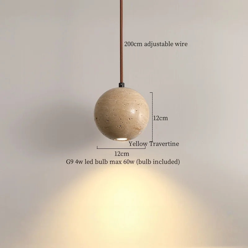 Wabi-sabi stílusú függőlámpa, Travertin minta, Melegfehér Fény, 4W