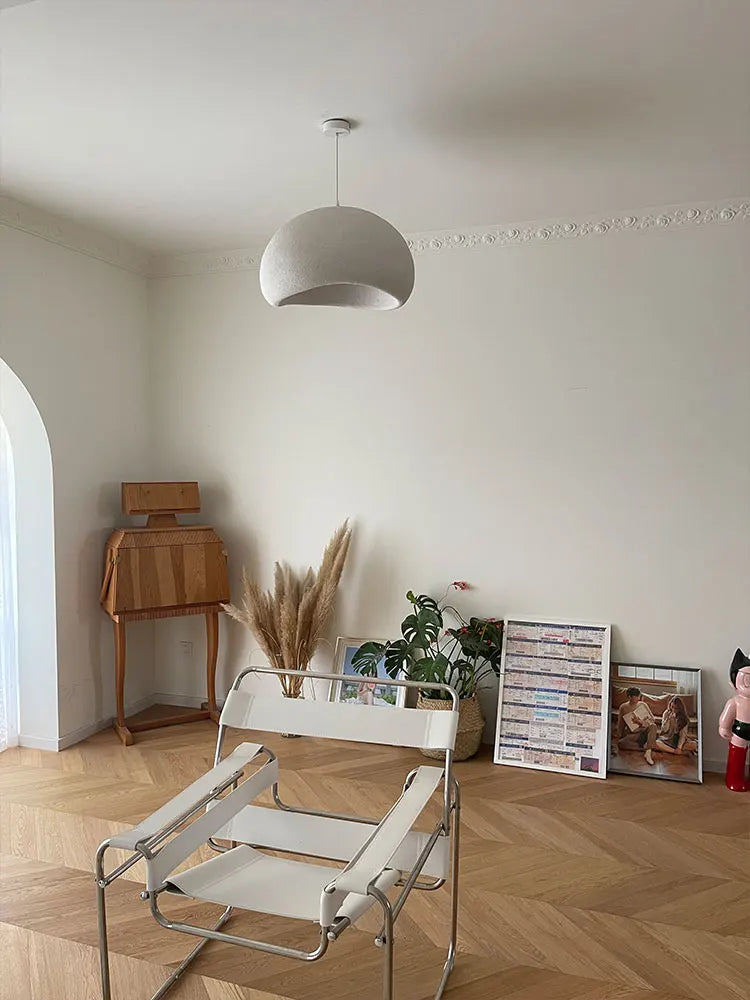 Wabi-sabi stílusú függőlámpa, Travertin minta,, E27, Fehér / Szürke