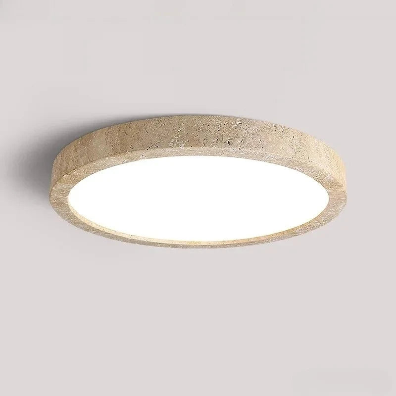 Wabi-sabi stílusú mennyezeti lámpa, Travertin minta, 38 / 48 cm
