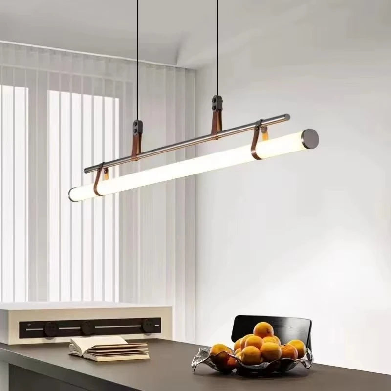 CLAETED Ledes Függőlámpa, Hosszú Csőforma, 80 cm, Fekete / Arany