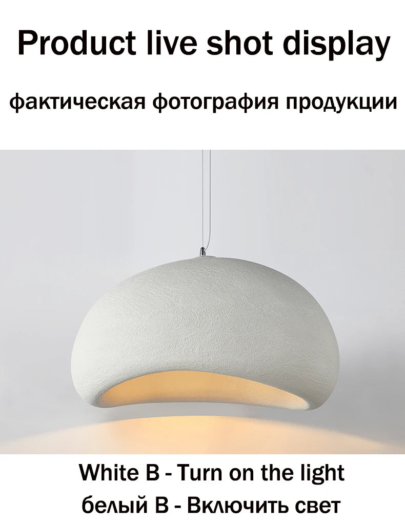 Wabi-sabi stílusú függőlámpa, Travertin minta,, E27, Fehér / Szürke